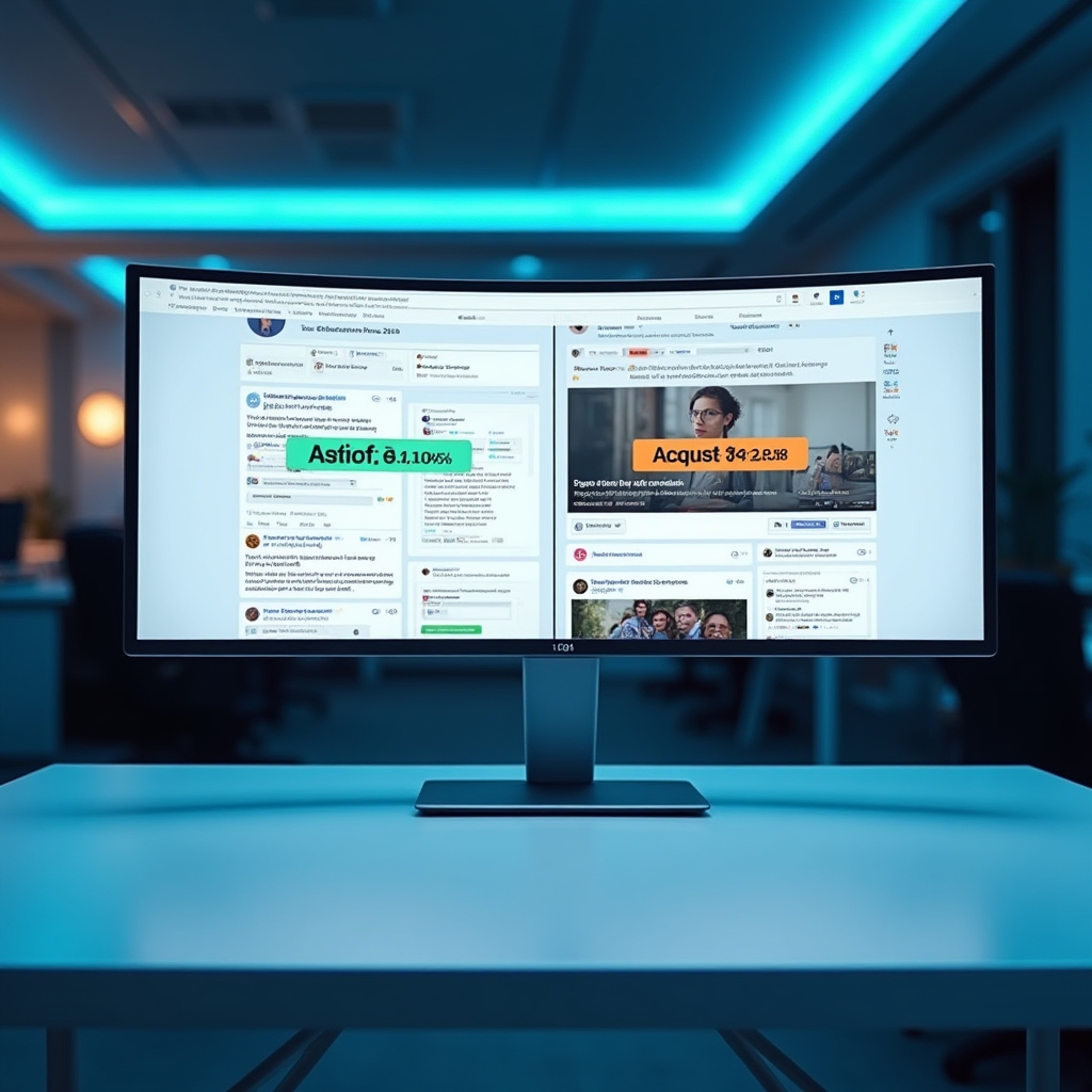 Două anunțuri publicitare comparate pe ecranul unui monitor